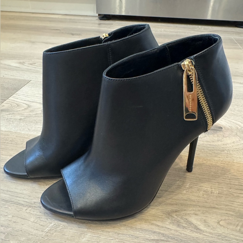 Burberry Black Peep-Toe Ankle Boots